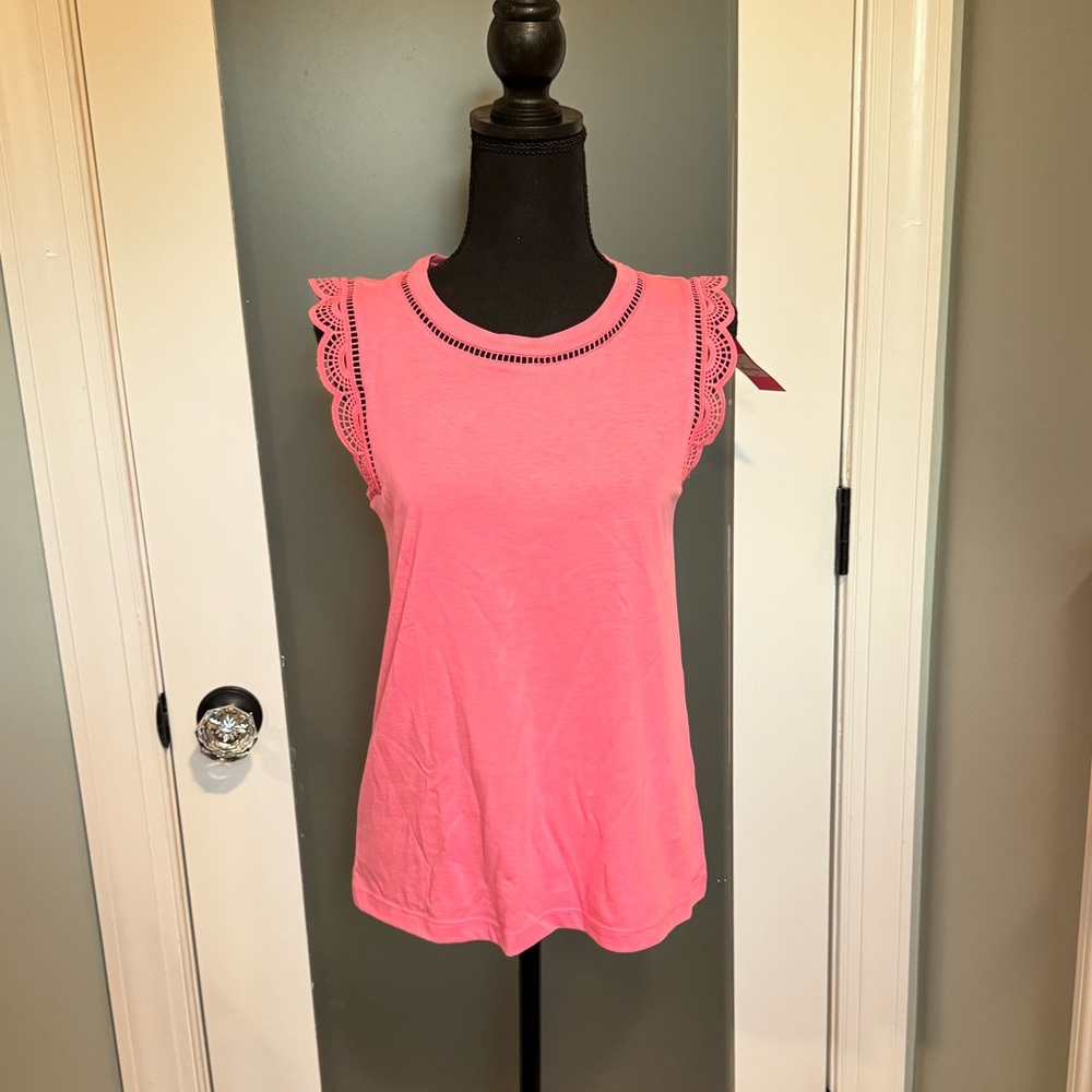 Lilly Pulitzer Pink Scallop Sleeve Tank Top